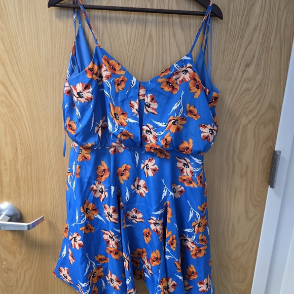 CeCe Vibrant Blue and Orange High Low Dress - Picture 3 of 3